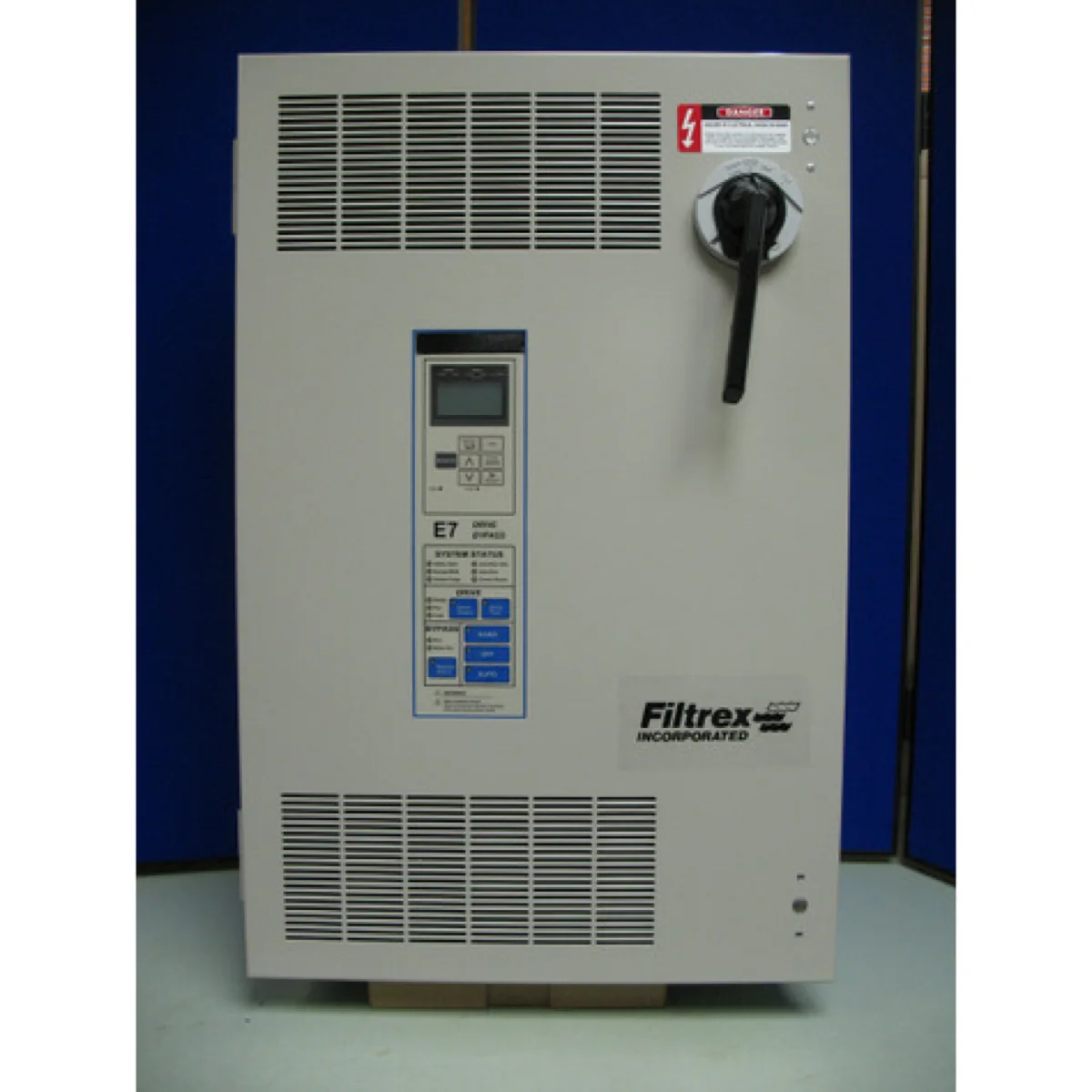 Filtrex variable frequency drive enclosure with E7 bypass keypad